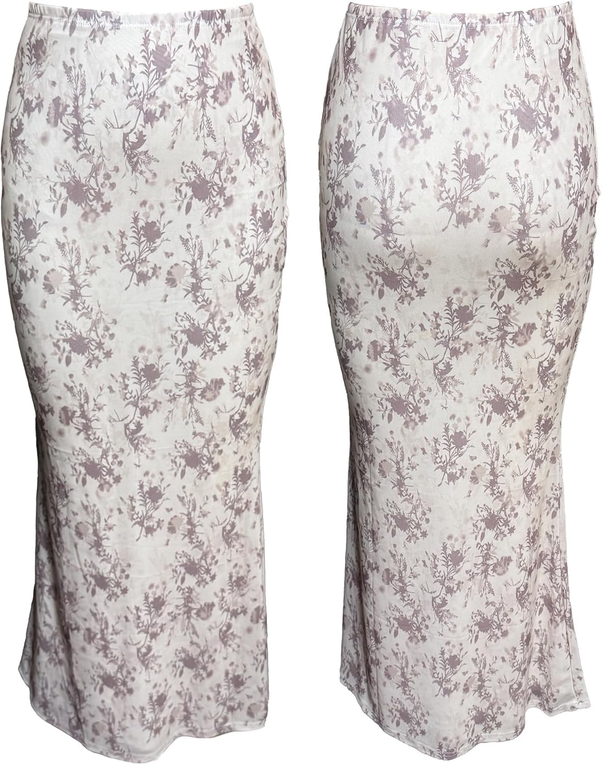 Women's Maxi Skirt Mesh Floral Print Casual High Waisted Elastic Bodycon Fishtail Hem Vacation Long Skirts - Image 6
