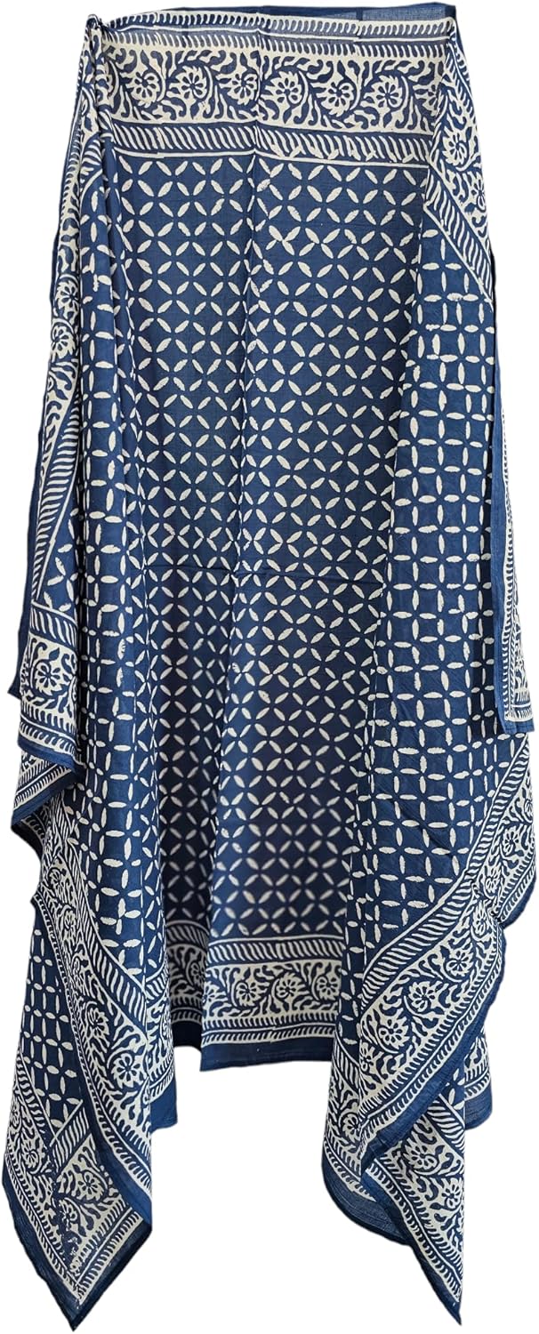 Hand Block Print Sarong, Women Bch Cover Pareo Hand Dyed Scarves Indian Hand Block Print Scarves,Stole Cotton pareo Size 44x72 Inch ss05