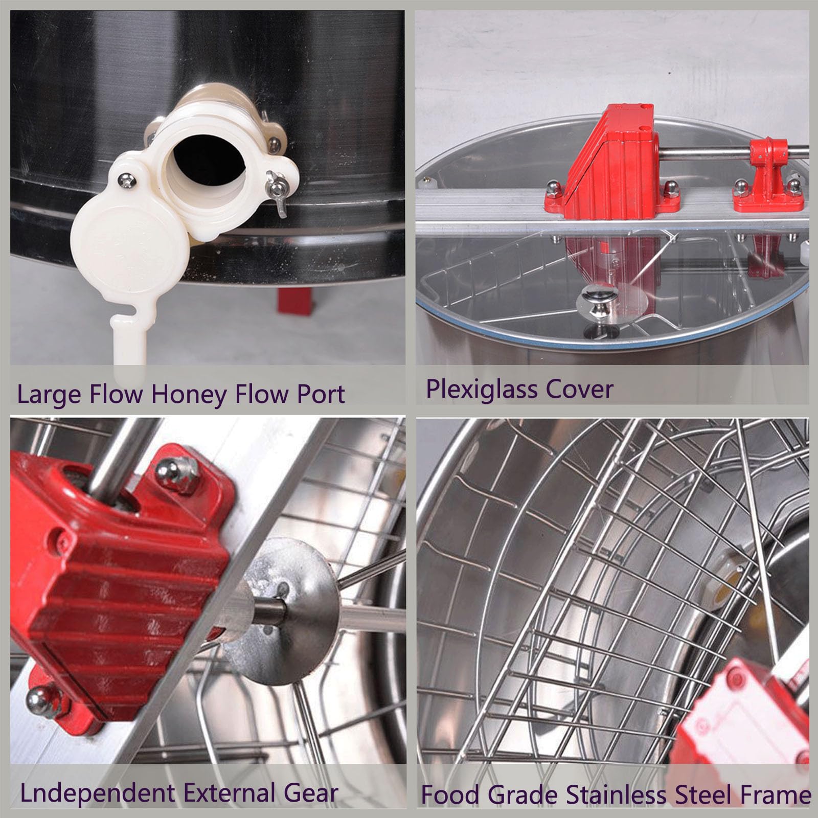 Estrattore di Miele, Manuale Centrifuga Estrai Nettare, per Apicoltura da Tamburo in Acciaio Inossidabile(3 Favi)