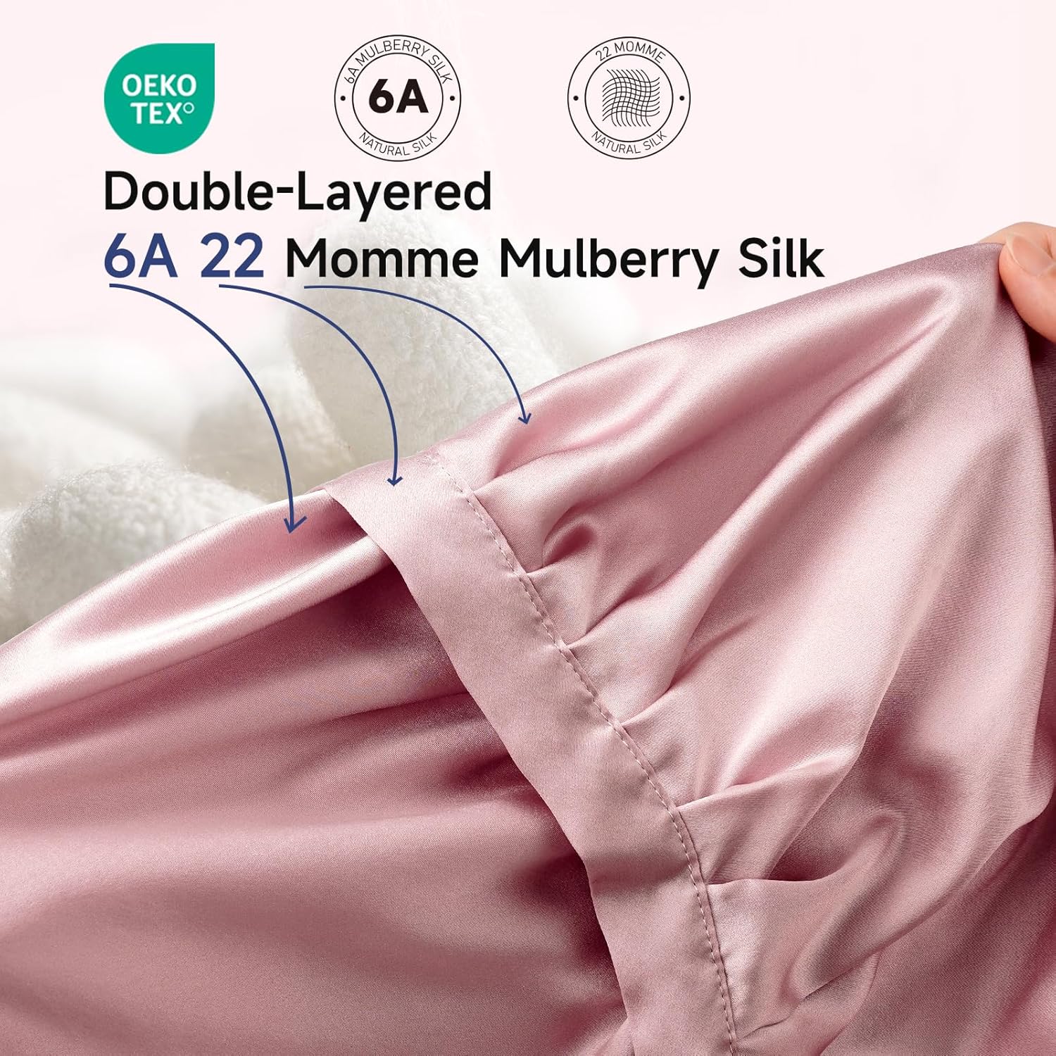 Kaome 100% Mulberry Silk Bonnet for Sleeping Women, 22 Momme Double Layer Silk Hair Wrap, Non-Slip Sleep Cap with Adjustable - Image 2