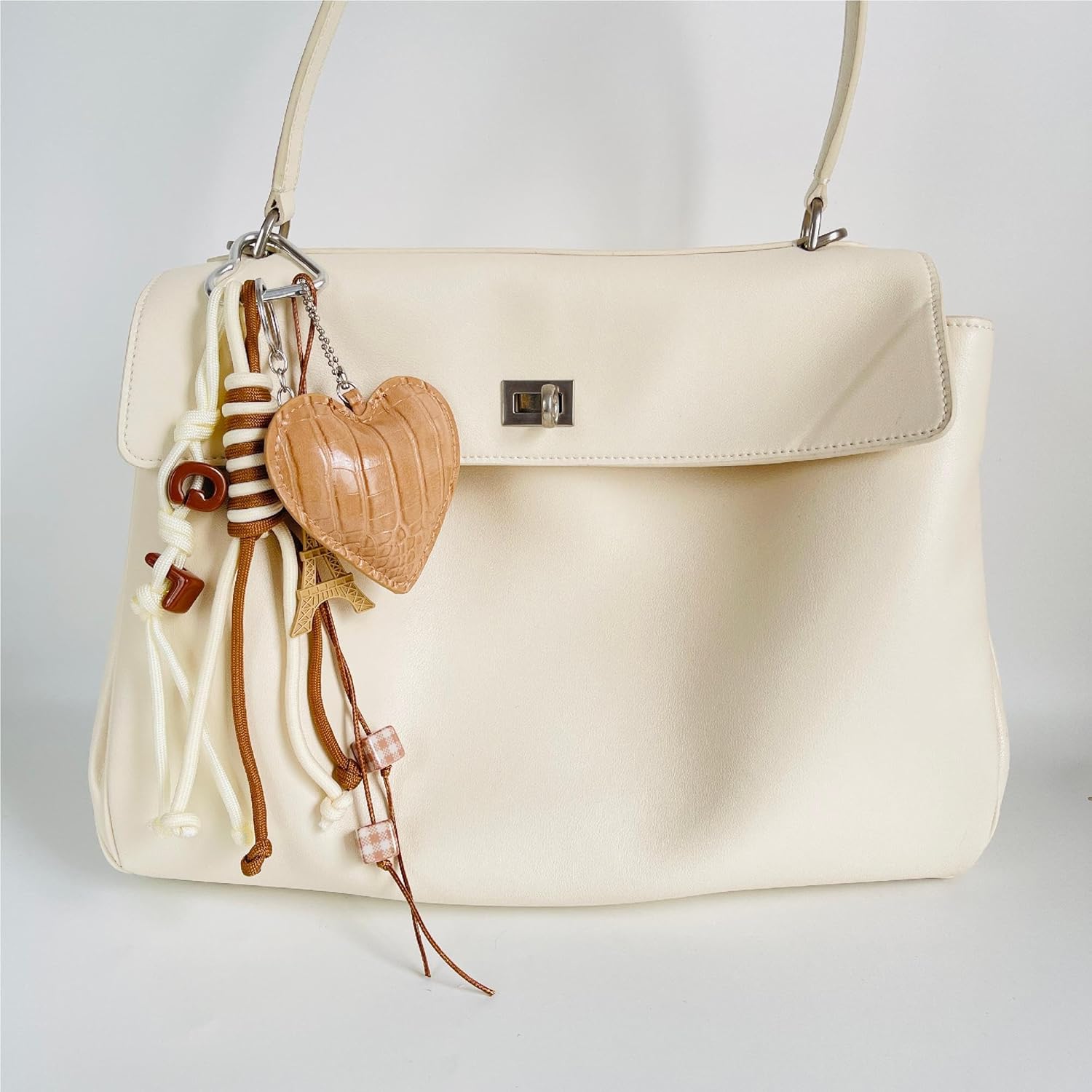 LRTJ Cute Keychains,Leather Heart Bag Charms for Tote Bag,Purse Charms for Handbag for Women - Image 6