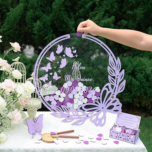 Miniatura 10 de Butterfly Guest Book Alternative Frame Ideas Personalized Wooden Hearts For Wedding Guest Book With Butterfly Frame For Sign And Reception Wedding,