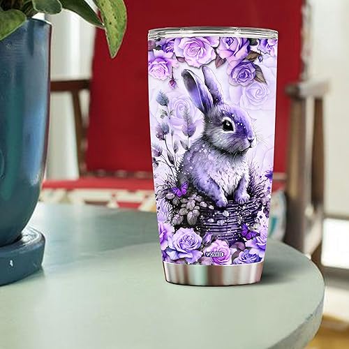 Miniatura 4 de Taza de café personalizada de conejo para mujeres, lindas tazas de viaje de conejo, botella de agua para niñas, hija, día de la madre, cumpleaños,