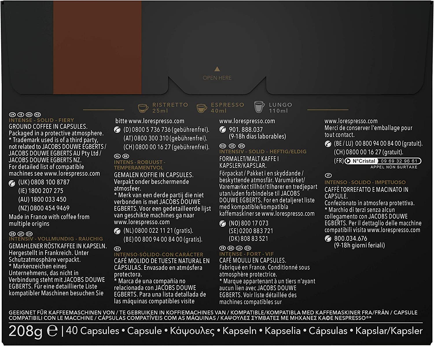 L'OR Espresso Coffee Forza Intensity 9 - Nespresso®* Cápsulas de café de aluminio compatibles - 3 paquetes de 40 cápsulas (120 bebidas)