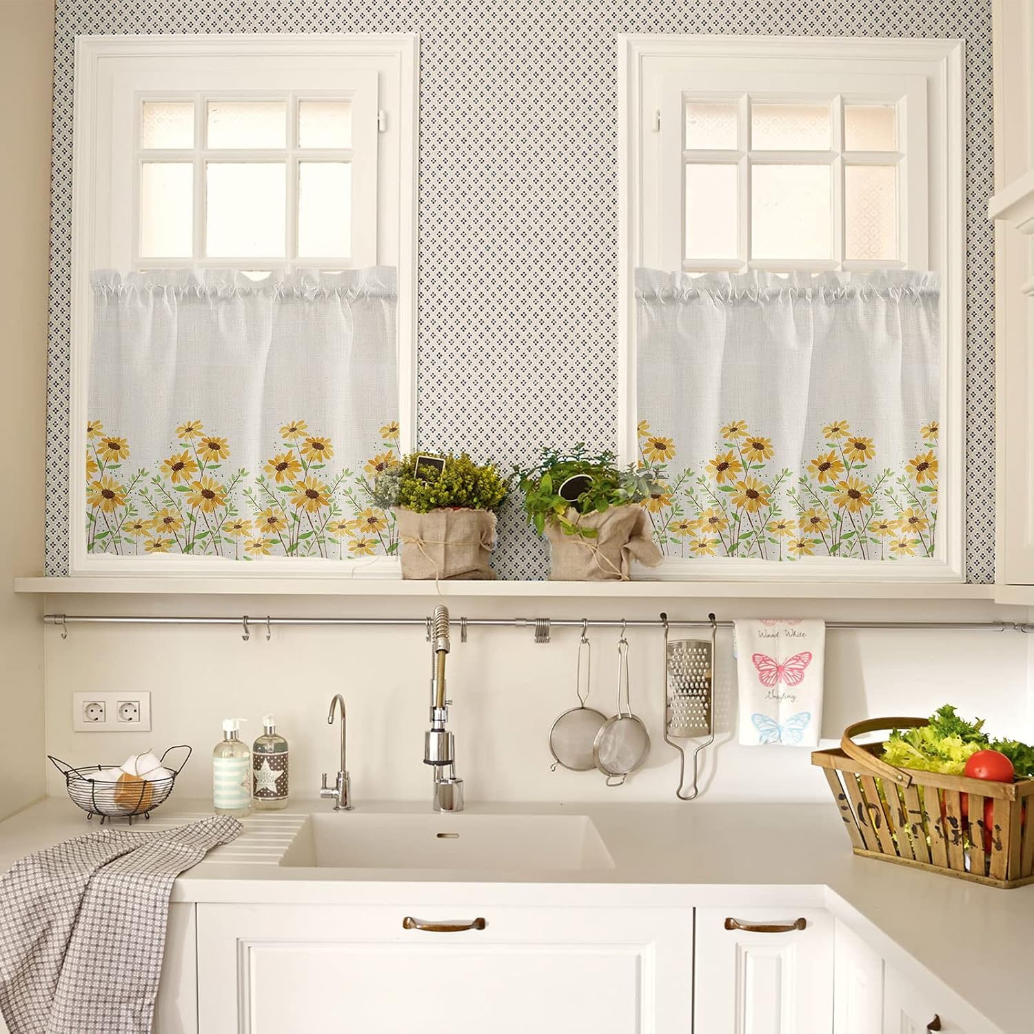 Summer Yellow DaisyTier Curtain Set