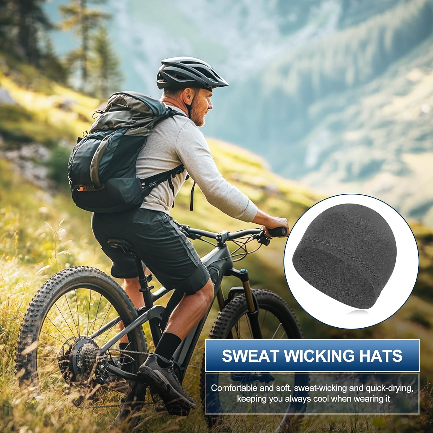PATIKIL Helmet Liner Skull Cap for Men, Sweat Wicking Hats Stretchy Thermal Under Helmets Cap for Bicycle Motorcycle Cycling