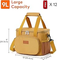 Vista 199 de Lifewit Bolsa de Almuerzo Mediana Aislada Caja de Almuerzo Hielera Suave Bolsa Refrigerante para Adultos Hombres Mujeres, Gris 12 Latas (9L)