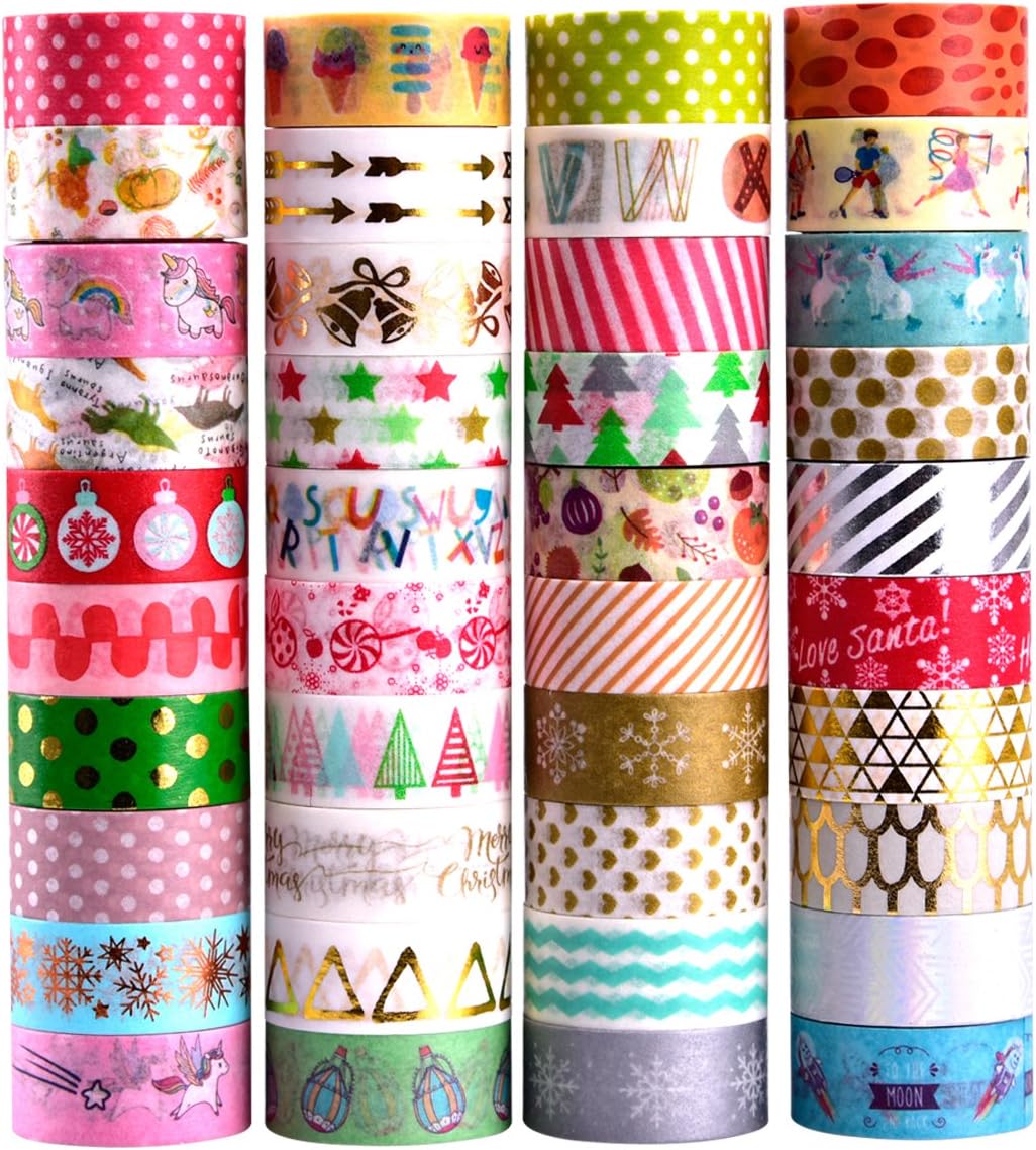40 Rolls Decorative Washi Tape Set 15 Millimeter - 40 Colors - Ideal for Birthday Gifts …