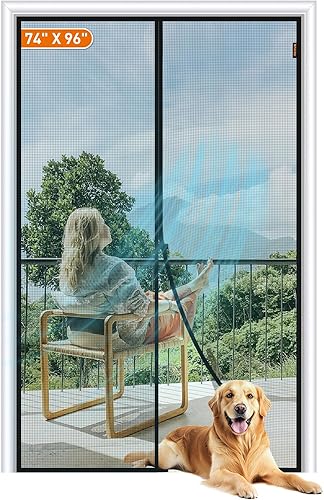 Miniatura 11 de MAGZO - Pantalla magnética para puerta de 36 x 98 pulgadas, tamaño pantalla 38 x 99 pulgadas, cortina de fibra de vidrio resistente para puerta