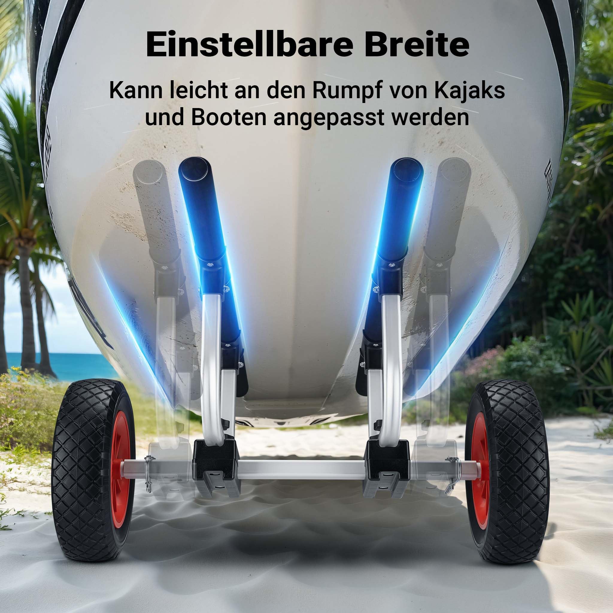 Wiltec Verstellbarer Alu Kanuwagen, Transportwagen für Boote, Kanus und Kajaks, Surfwagen mit Polstern, Gurtbändern
