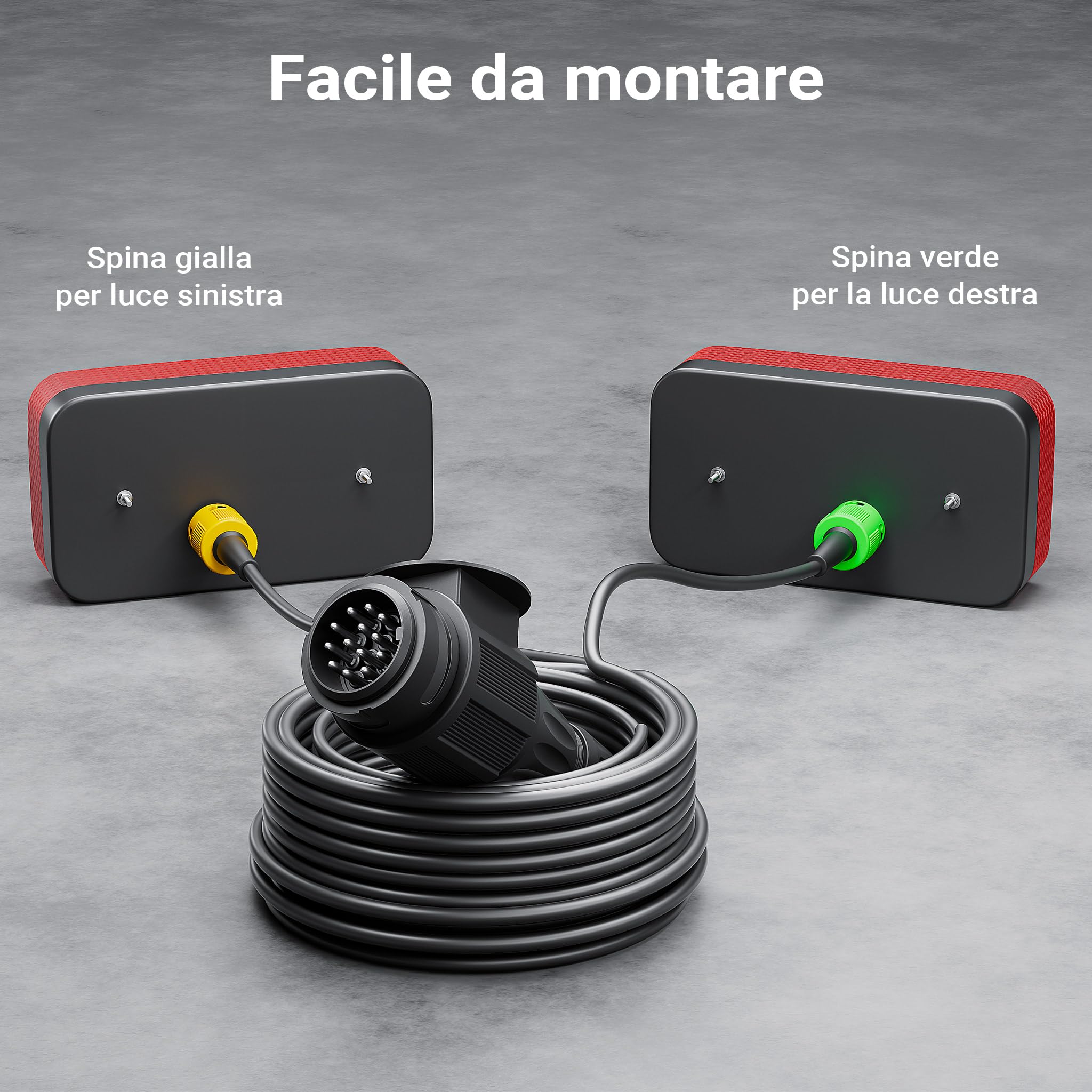 XPOtool Cavo multipolare 5m Cavo a 13 Poli per luci Posteriori rimorchi e roulotte