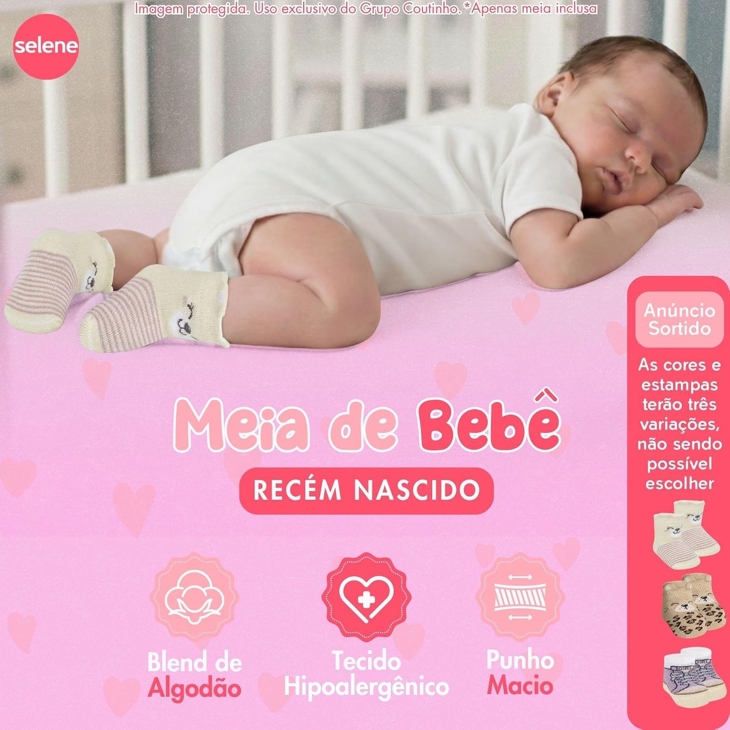 Meia Sapatinho BEBÊ Recém Nascido Menina Cotton Sortida Selene Meia Sapatinho BEBÊ Recém Nascido Menina Cotton Sortida Selene - Imagem 2