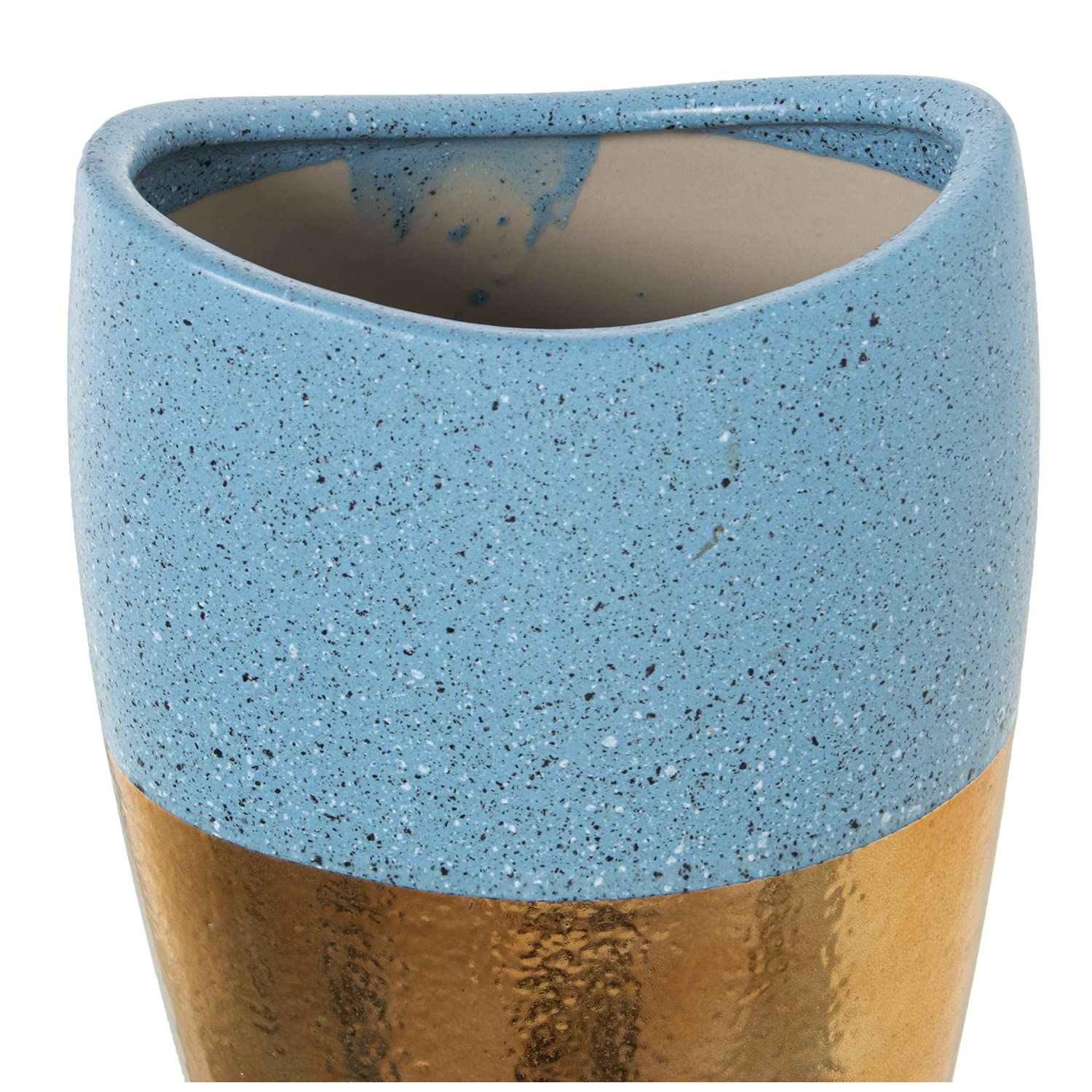 JARRÓN CERÁMICA DORADO/AZUL 20X14X40CM
