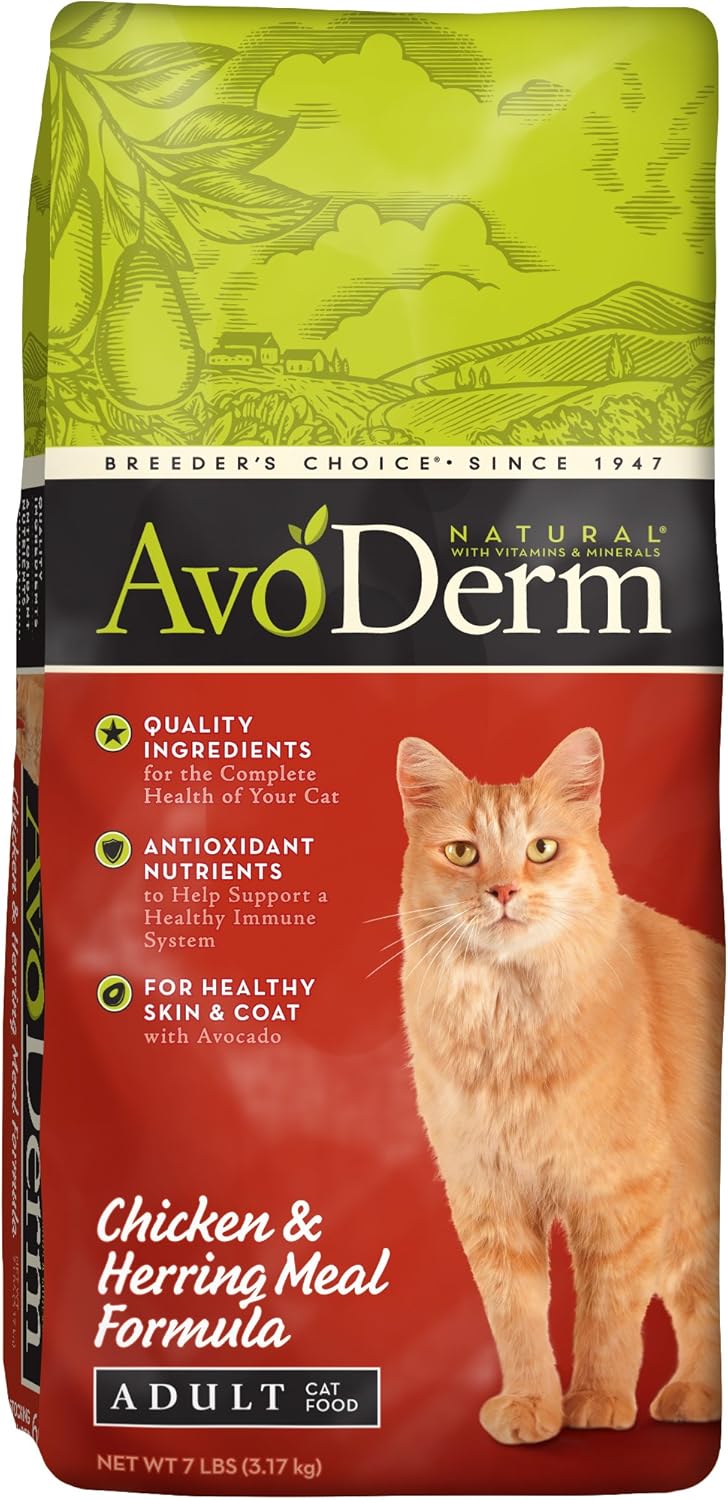 Avoderm Natural Chicken & Herring Meal Indoor Adult Cat Food, 7Pound Dry Pet