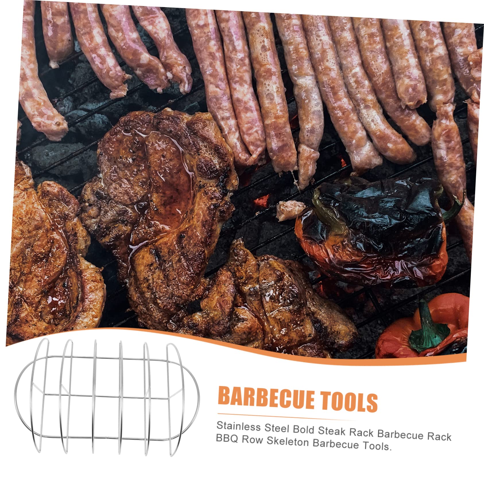 Toddmomy Griglia Barbecue 1 Pezzo in Acciaio Inox, Supporto Costine | Argento, Portatile, Assorbimento Rapido del Calore, per Picnic e Barbecue Domestico