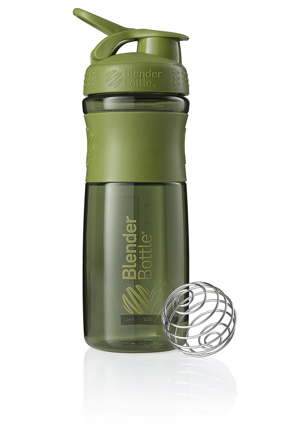 BlenderBottle SportMixer Tritan Grip Shaker Bottle, Moss Green, 28