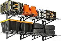 PeacefulHues 2x6 FT Heavy Duty Wall Mounted Garage Shelves, 1600 LBS Folding Storage Rack 2-Pack for Garage, Basement Organization