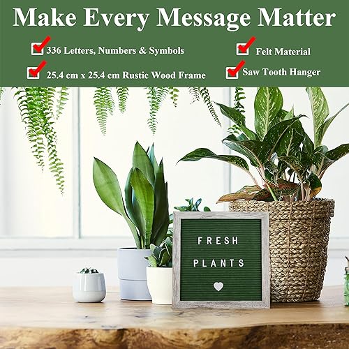 Miniatura 45 de C Crystal Lemon - Tablero de fieltro para letras, 10 x 10 pulgadas, tablero de madera para mensajes intercambiables, marco de madera, montaje en Gris