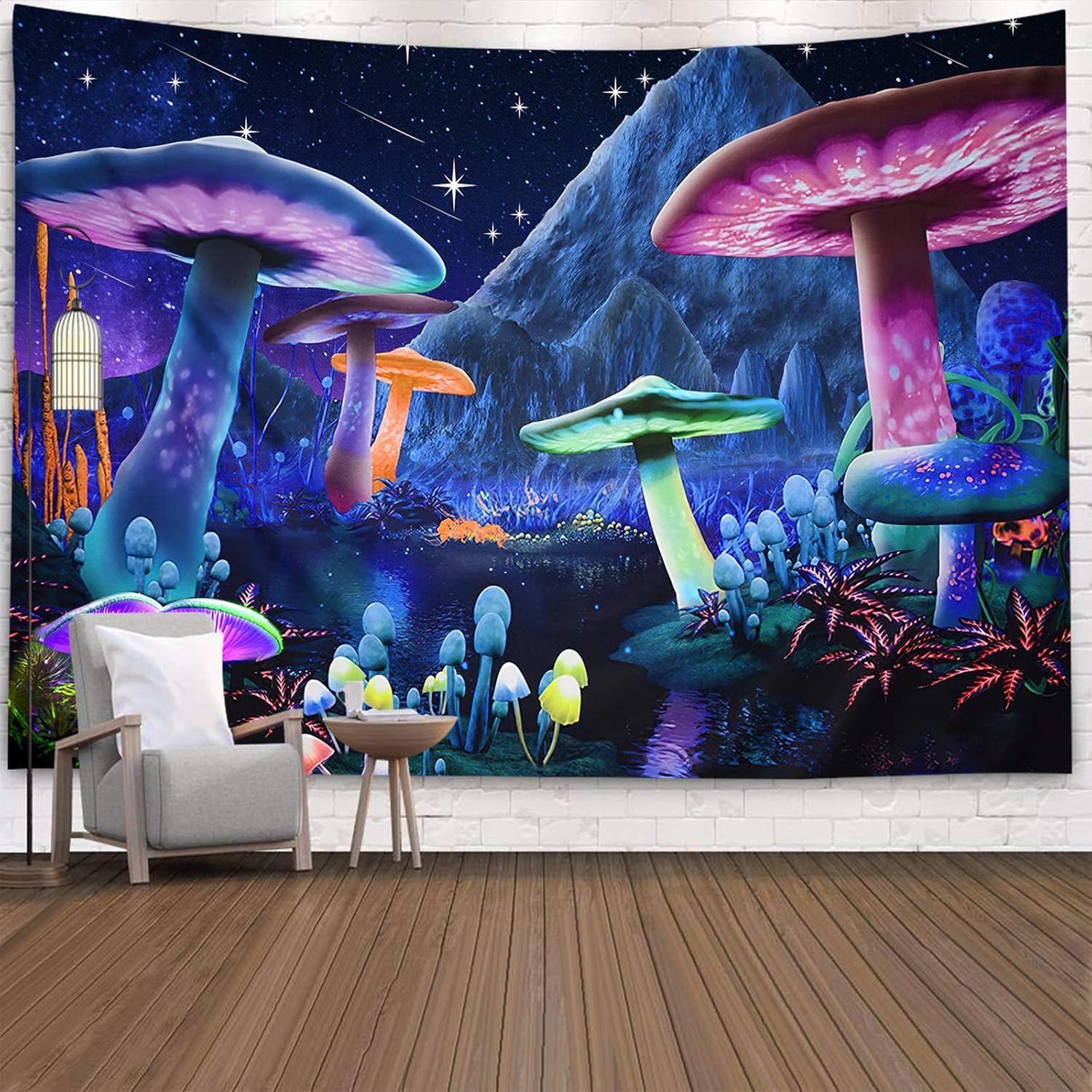 Wekoxo Psychedelic Mushroom Tapestry Starry Sky Tapestry Trippy Wall Tapestry Fantasy Plant Tapestry Wall Hanging for Home Decor (XS / 29.5" × 39.4") : Home & Kitchen
