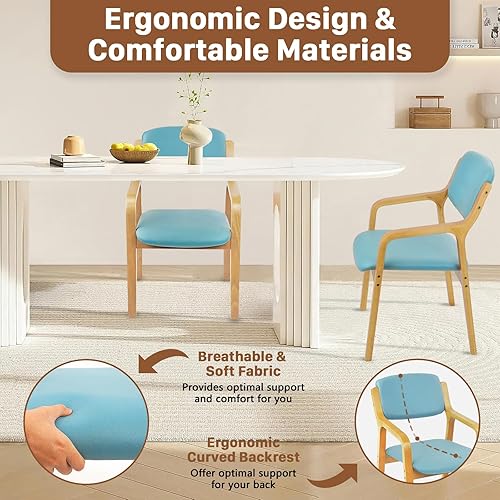 Miniatura 5 de CLATINA Silla de comedor con pies ajustables, silla de piel sintética para cocina, sala de estar, comedor con patas de metal resistentes, modernas