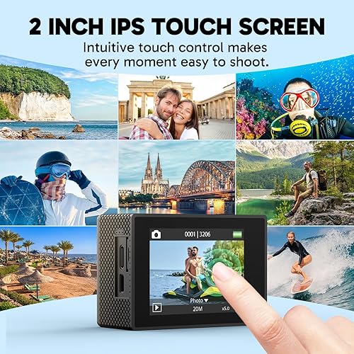 Miniatura 8 de Cámara de acción AKASO EK7000 Pro 4K con pantalla táctil EIS, ángulo de visión ajustable de 40m, cámara resistente al agua, cámara con mando a