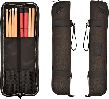 Handmade drumstick Bag, Leather Bag with Shoulder Strap, Built-in Rubber Loops, Canvas Bag for Marching Band Drumsticks, Gift for Drummer