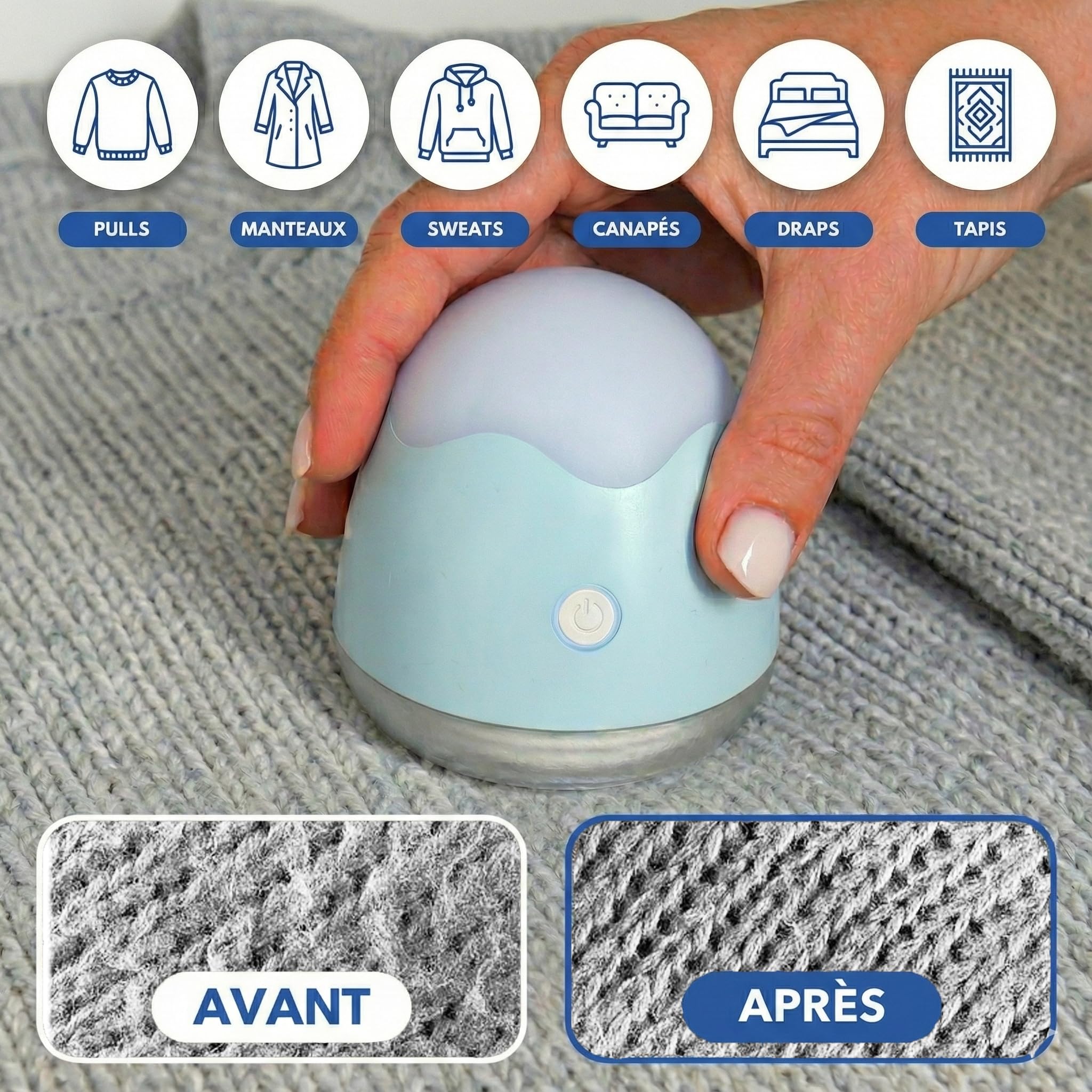 Anti-Bouloche Eléctrico Recargable - Afeitadora Antipelusas Textil, 6 cuchillas Acero Inoxidable, Batería 800mAh, Carga USB-C