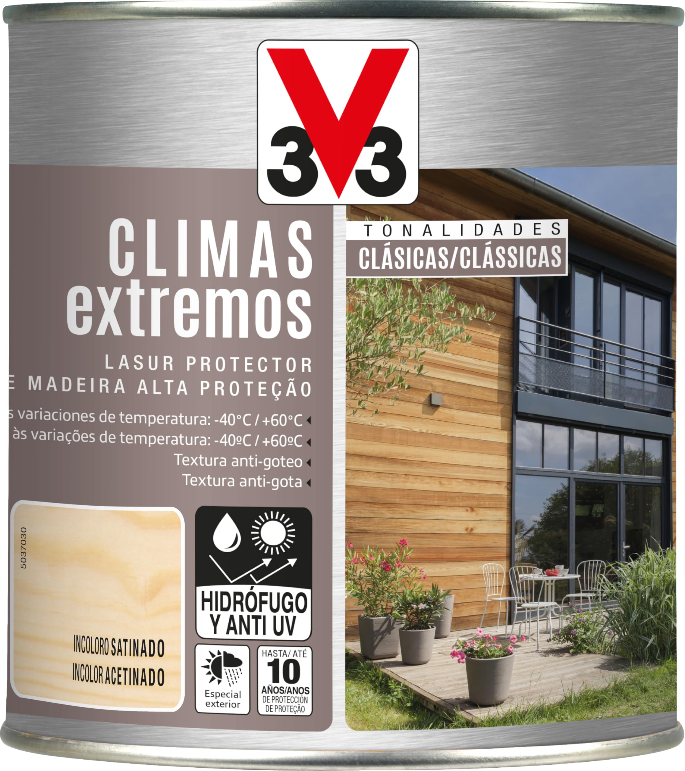V33 PROTECTOR DECORATIVO DE LA MADERA CLIMAS EXTREMOS SATINADO INCOLORO 0,75L