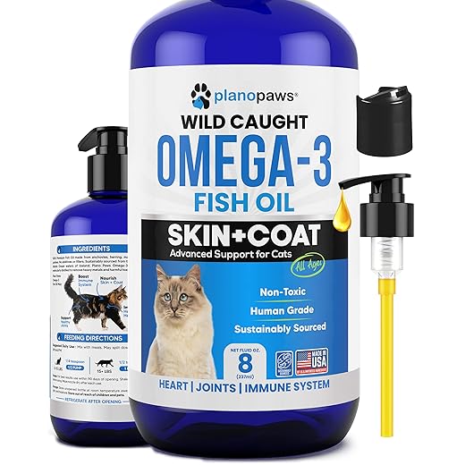 Omega 3 Fish Oil for Cats - Better Than Salmon Oil - Kitten & Cat Vitamins and Supplements - Cat Dandruff Treatment - Liquid Fish Oil for Pets - Shedding Support - Cat Health Supplies for All Ages