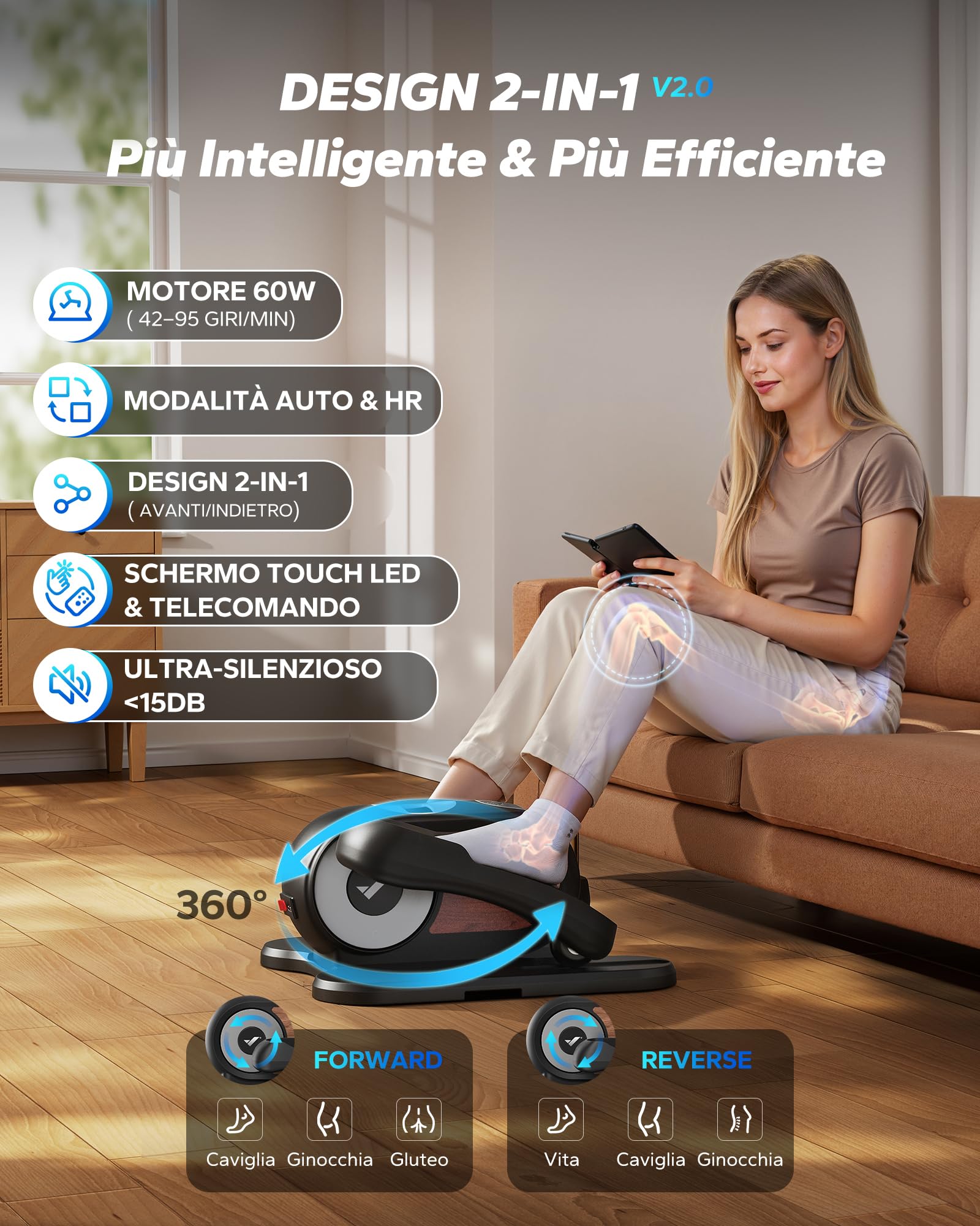 MERACH Ellittica Elettrico, Ellittico Sotto Scrivania per Casa con Telecomando, Display, Pad Antiscivolo, 12 Velocità, Silenzioso e Portatile, Trainer Ellittico per Anziani e Adulti