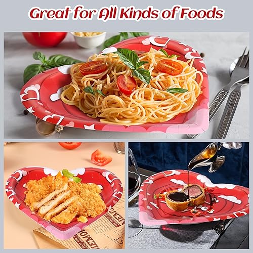 Miniatura 5 de 100 platos de papel para el día de San Valentín, platos de corazón de 11 x 10 pulgadas, platos de fiesta, platos de vajilla, suministros de fiesta