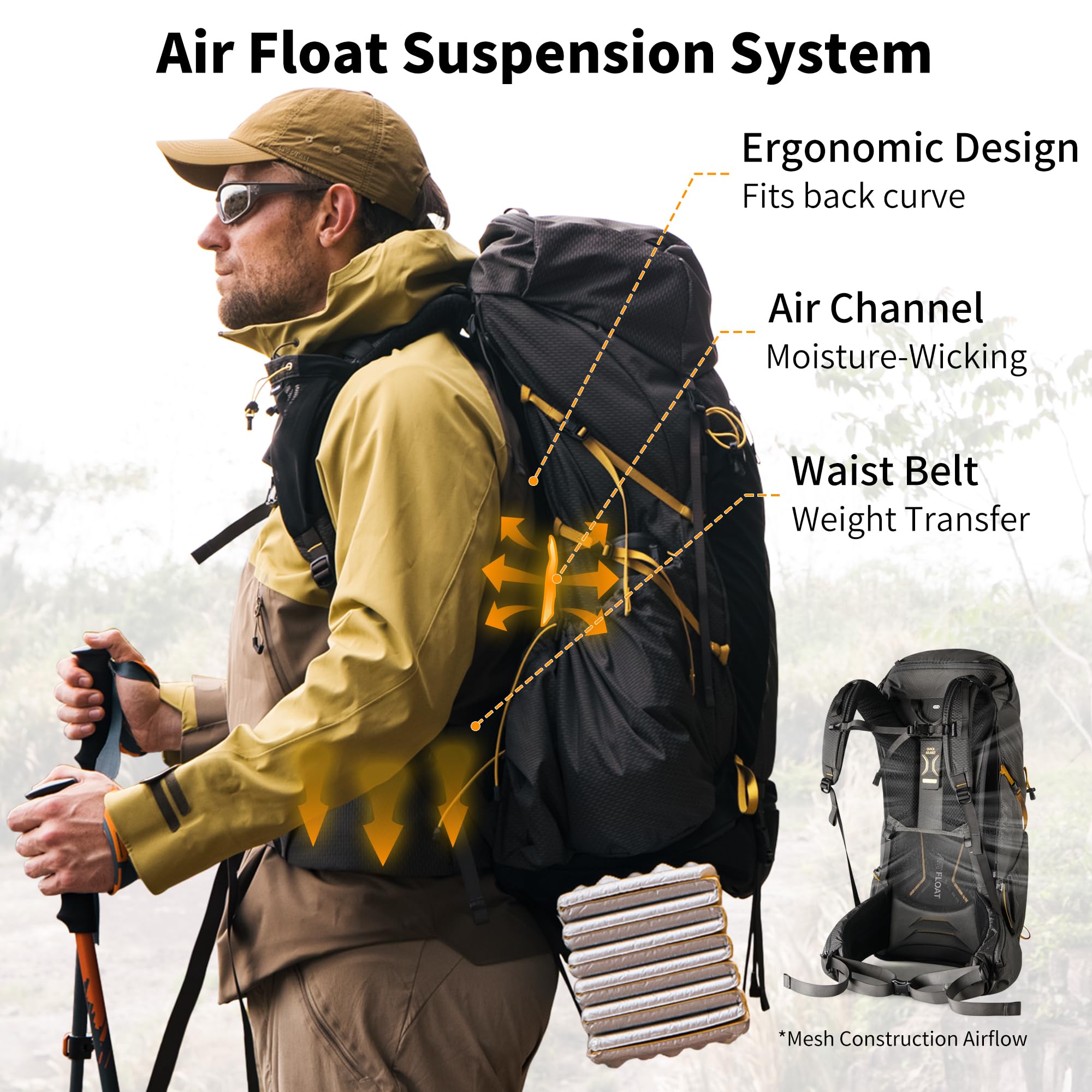 Naturehike Seek Wind plecak trekkingowy, 35 l/65 l, dla mężczyzn i kobiet, plecak turystyczny, wodoszczelny, plecak podróżny, plecak outdoorowy z pokrowcem przeciwdeszczowym, na kemping, do jazdy na