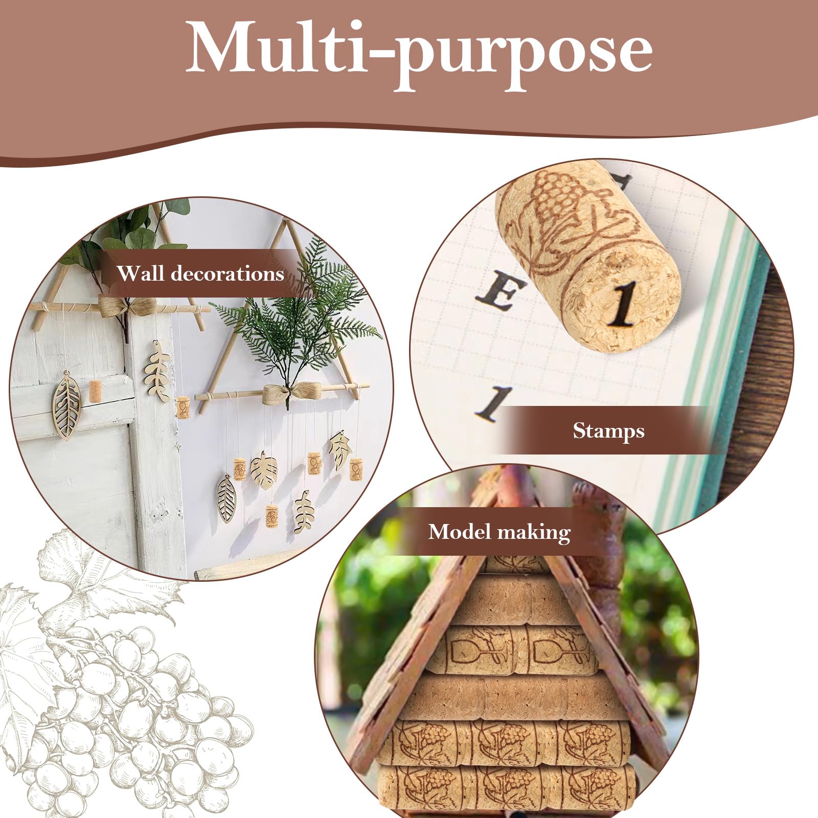 MXTIMWAN 25 Pezzi Tappi di Sughero per Bottiglie di Vino, Tappi in Sughero Riutilizzabili, Sughero Naturale per Vino o Decorazioni Creazione Bricolage e Artigianato