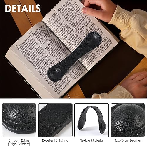 Miniatura 9 de KINIVA Marcapáginas de cuero con peso para lectura, soporte abierto para niños y adultos, regalos para lector (rojo)