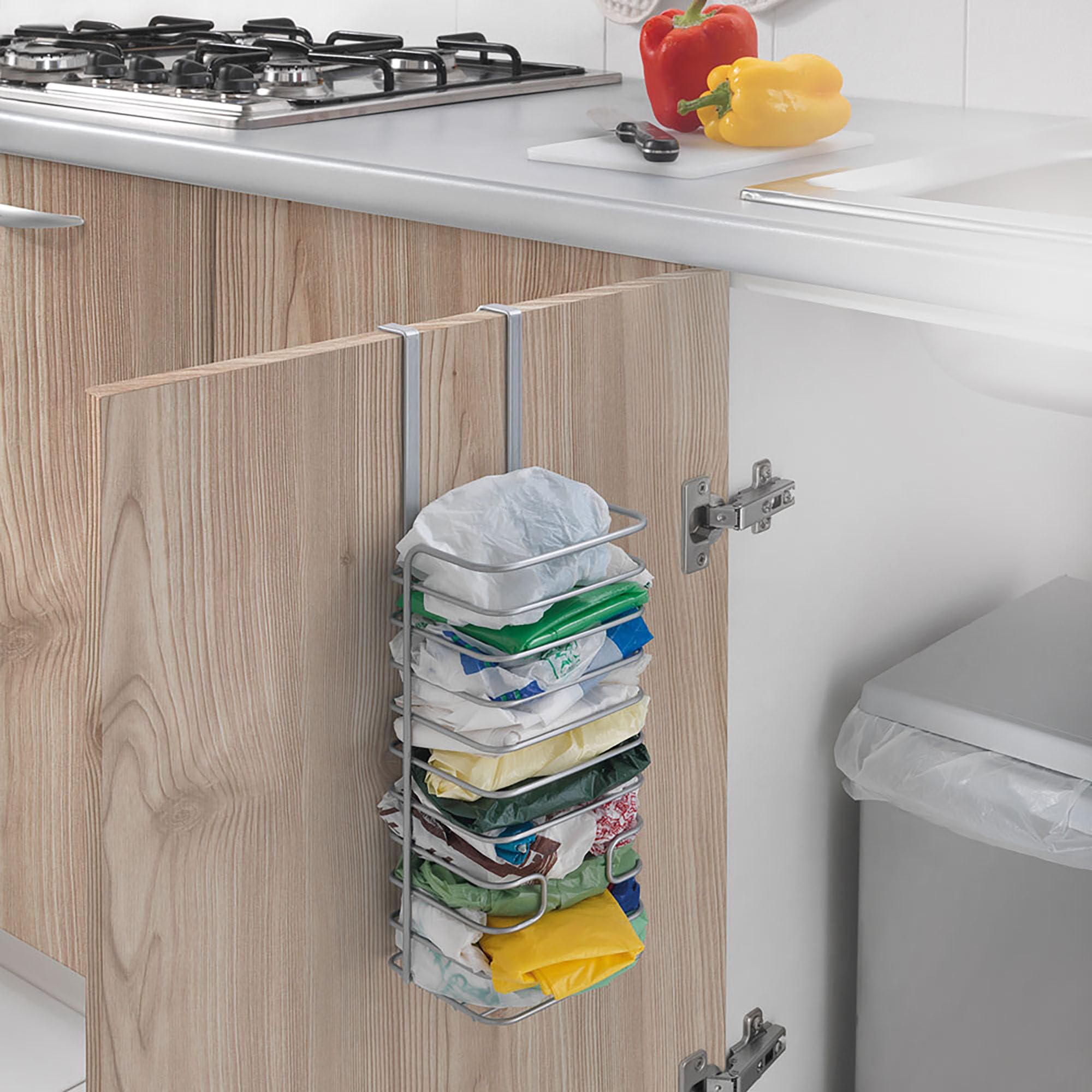 Metaltex GALILEO - Soporte-Dispensador Bolsas. Sin Taladar. Acabado POLYTHERM color Gris