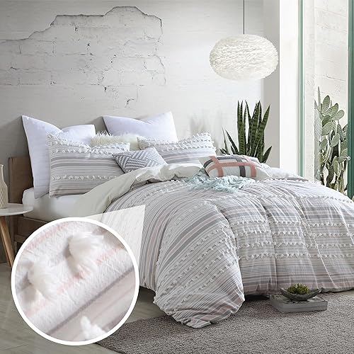 Swift Home - Juego de edredón de 5 piezas de algodón teñido por hilos 100 % y prelavado, tela texturizada con pequeños puntos que sobresalen, con
