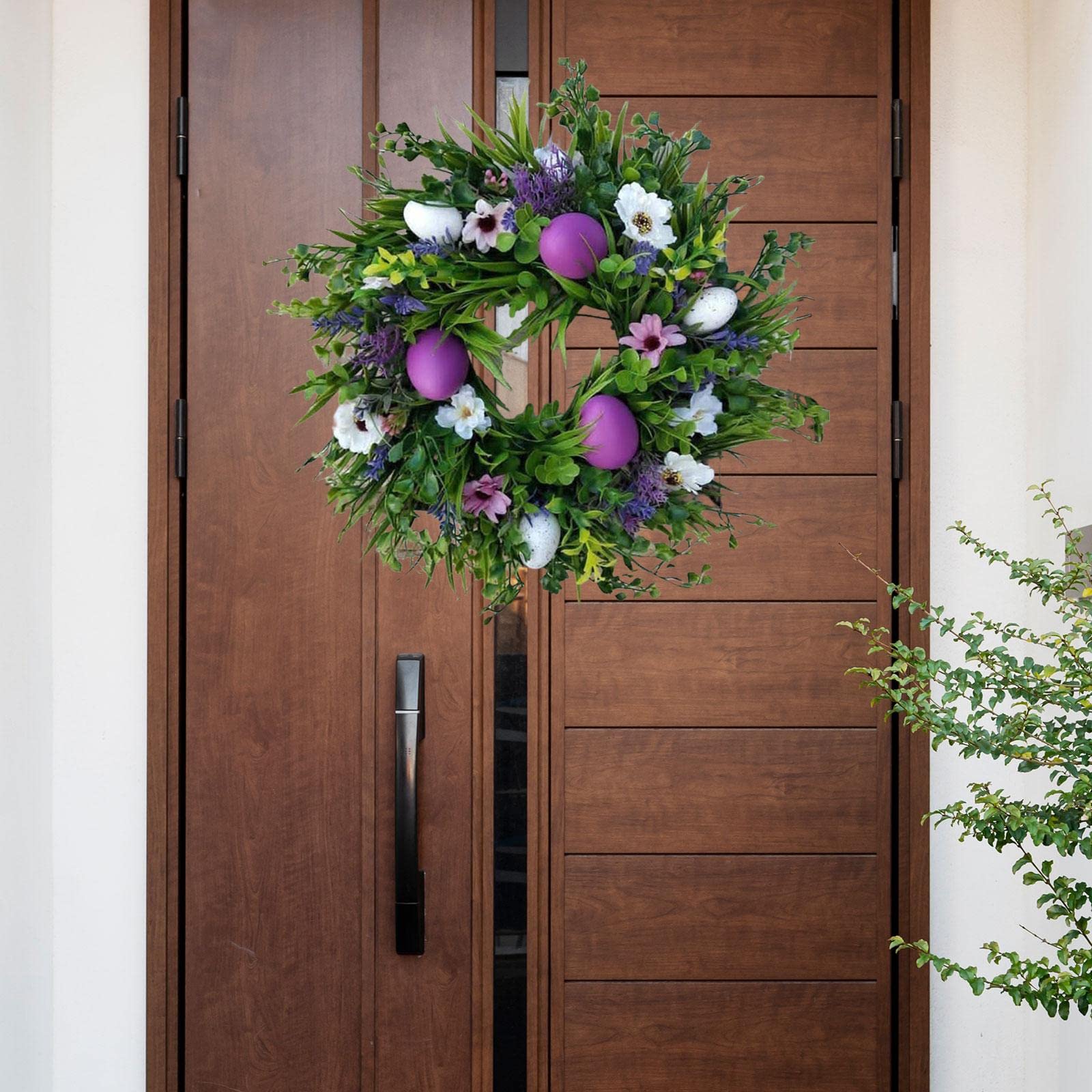 Corona de Pascua con Flores Artificiales Guirnalda de Huevos de Pascua Y Hojas Decorativas Adorno para Puerta O Pared Adecuada para Y Reu, Estilo f, tal como se describe