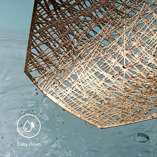 Miniatura 4 de FunWheat Juego de 6 manteles individuales octogonales de vinilo metálico dorado de 15 pulgadas, manteles individuales huecos, resistentes al calor,