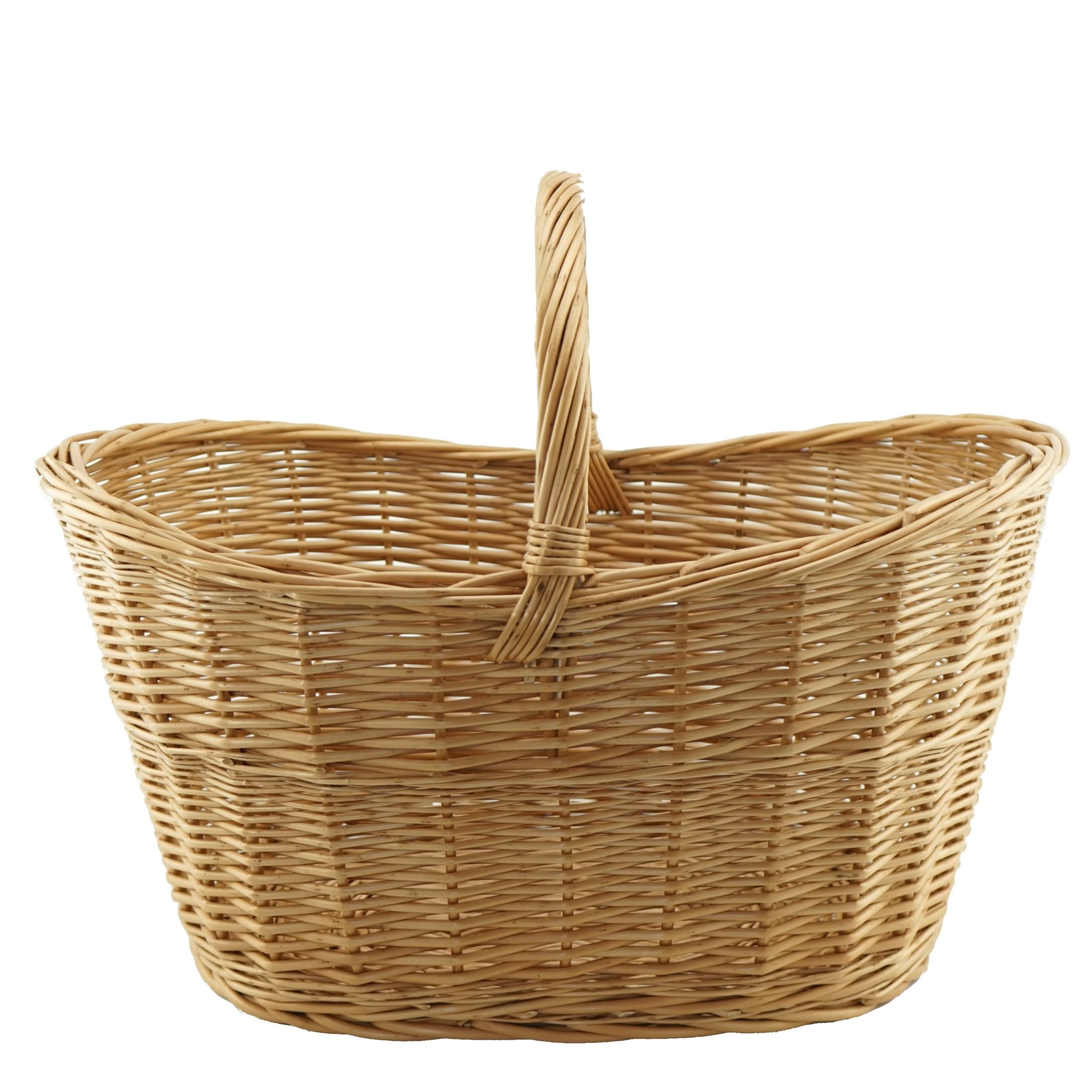Cesta de mimbre natural con asa grande, cesta de la compra de mimbre trenzada, cesta de la compra con asa, cesta de la compra trenzada (modelo 30)