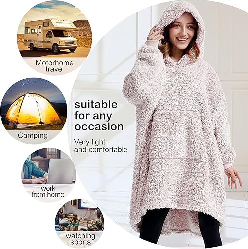 Miniatura 3 de HORIMOTE HOME Manta de sherpa acogedora con capucha para adultos, mujeres, hombres y niños, idea de regalo para acurrucarse, manta de gran tamaño,