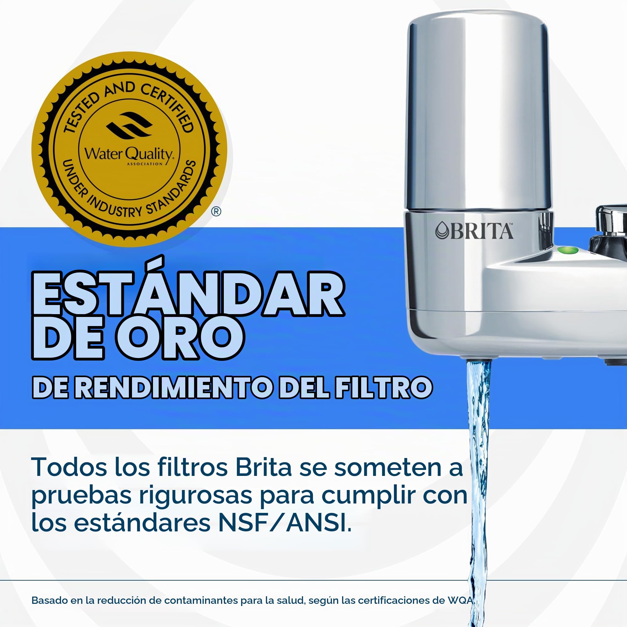 Brita Sistema de montaje de grifo, sistema de filtración de grifo de agua con recordatorio de cambio de filtro, reduce el plomo, fabricado sin BPA, solo se adapta a grifos estándar, Elite, cromado,