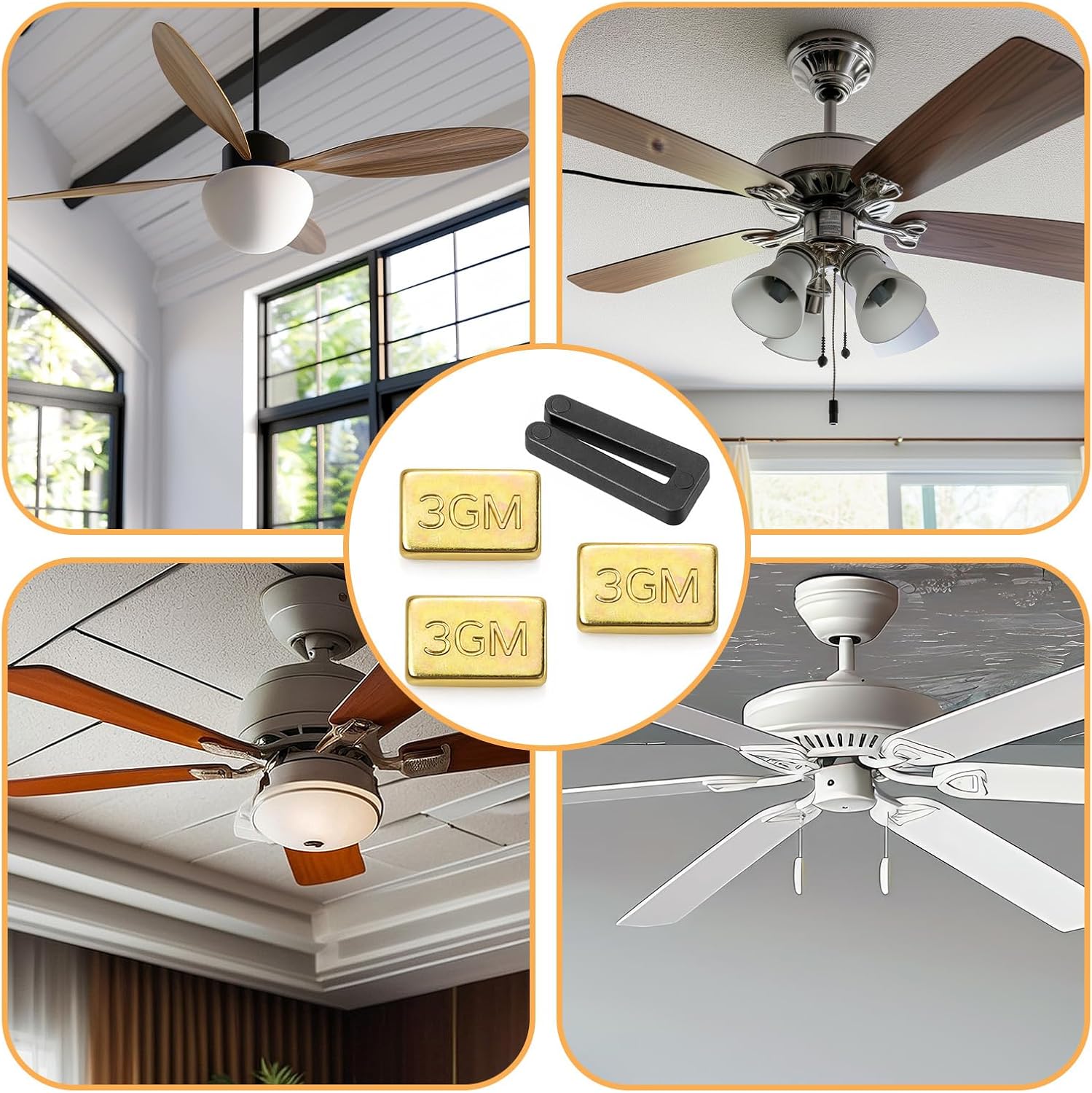 20Pcs Ceiling Fan Balancing Kit, Including 5 Pcs Resilient Clips and 15 Pcs Metal Self-Adhesive 3g Weight, Fan Balancing Kit (Instruction manual included)