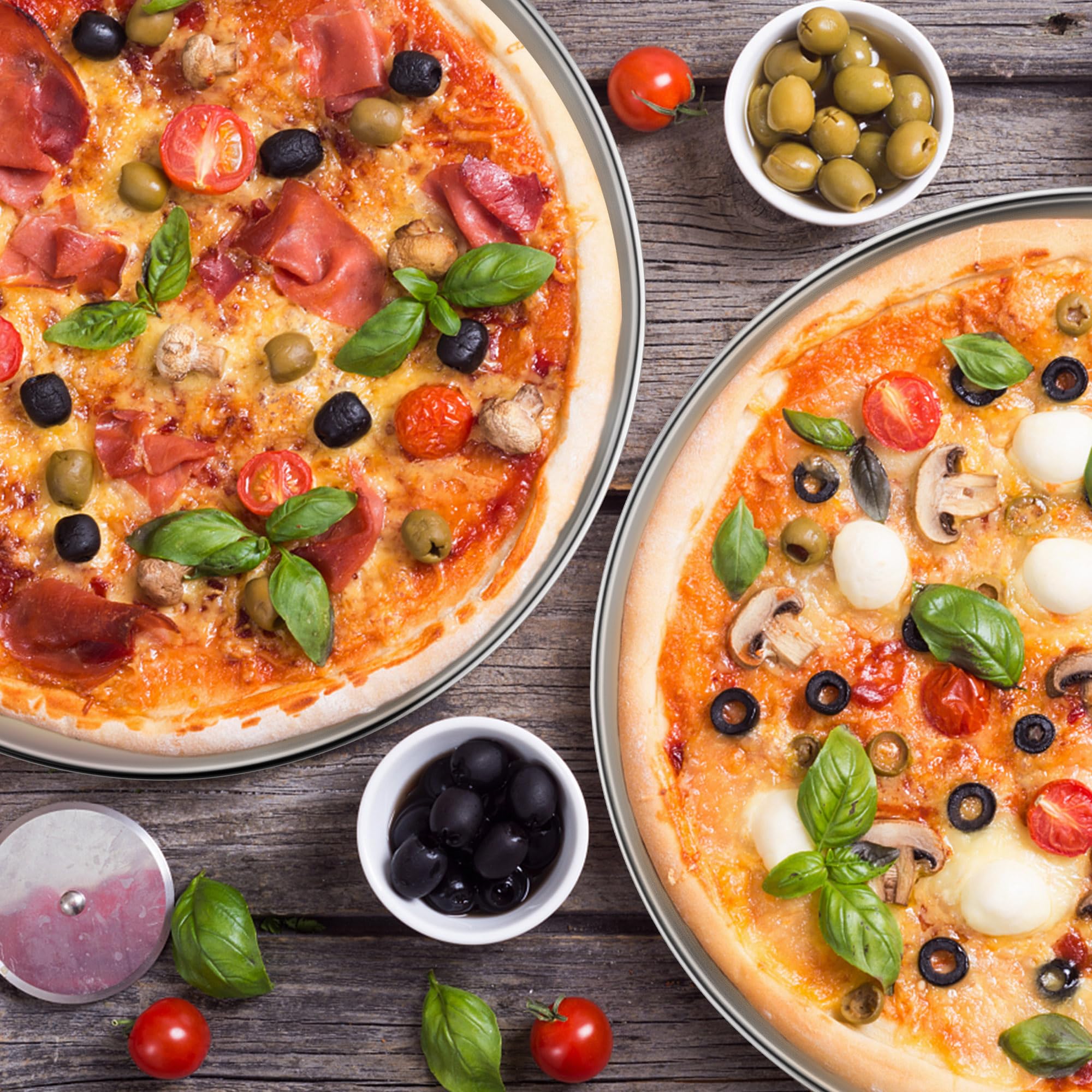 Lot De 2 Plaques à Pizza 30cm Acier Inoxydable Anti-Adhésif - Cuisson Et Service Parfaits