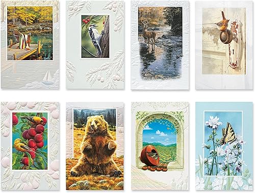 Miniatura 8 de Surtido de tarjetas de felicitación en relieve en caja, naturaleza escénica, 36 unidades