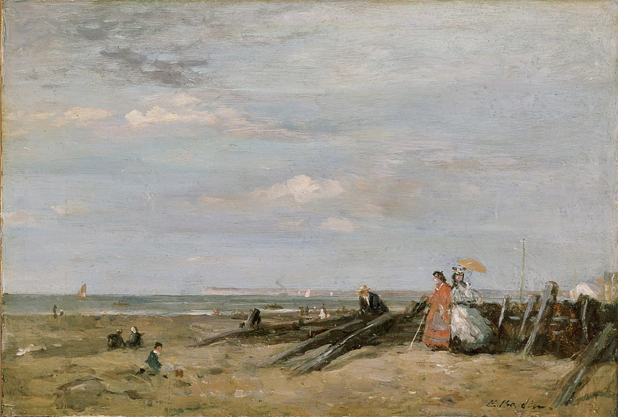 ARTXLXXBN Famous Print Painting Colorful Art Print a Beach Scene At Trouville by Eugene Louis Boudin Canvas Art Decorations for Home Decor 60x90cm