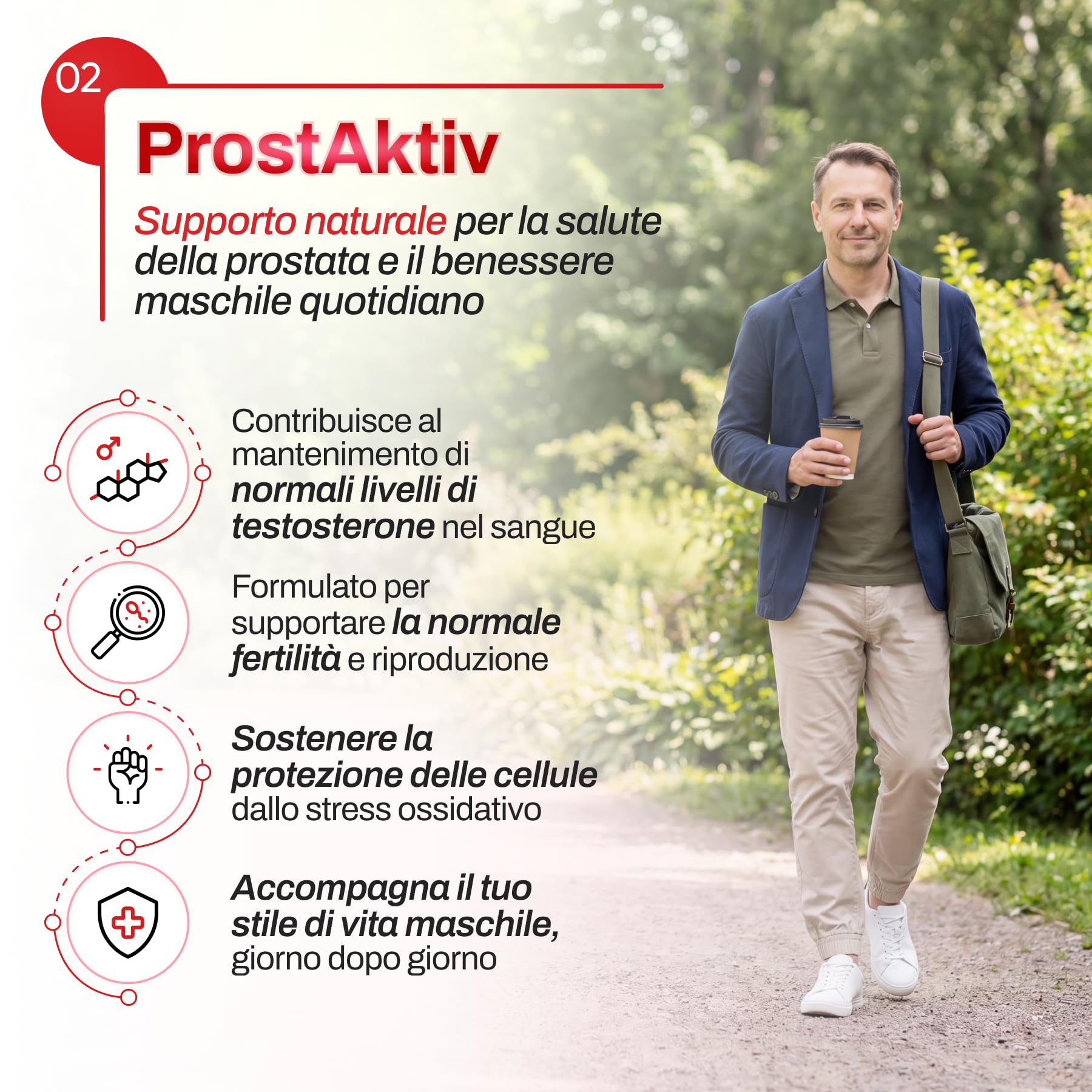 Capsule ProstAktiv | Serenoa Repens 360mg + Echinacea 360mg | Integratore Prostata Uomo con Ginkgo biloba, Licopene, Zinco | Supporto Prostatico e Vie Urinarie | 30 Capsule