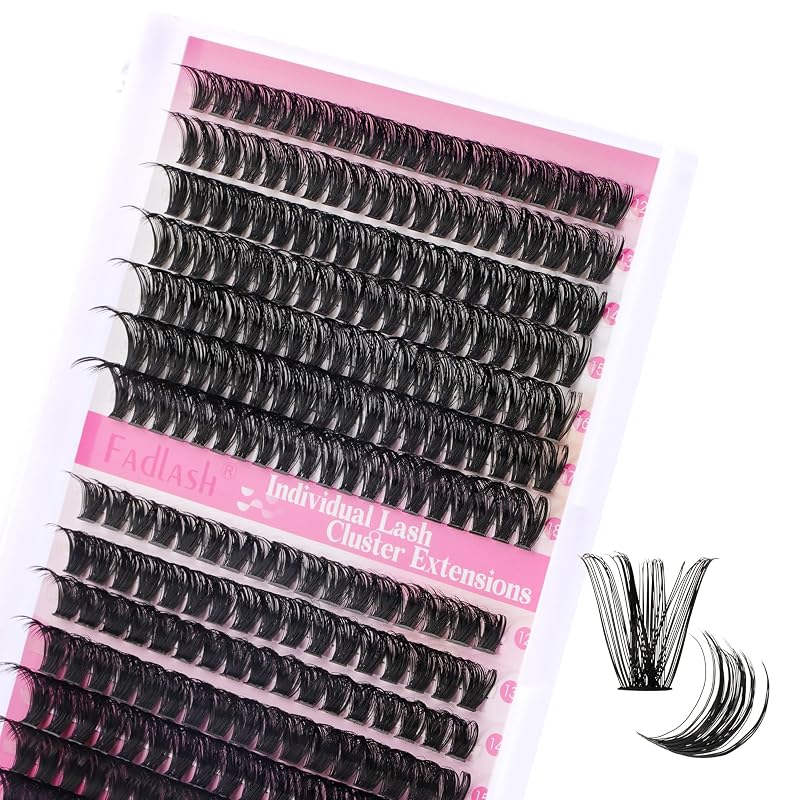 Cílios postiços individuais em tufos FADLASH D Curl Wispy, fibra PBT, 60D+80D-0.07D-12-18MIX