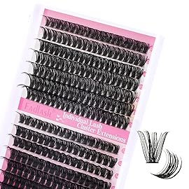 FADLASH Cluster Lashes D Curl Wispy Individual Lashes DIY Eyelash Extension Natural Look Reusable Fluffy Cluster Eyelash Extensions Self Application at Home (60D+80D-0.07D-12-18MIX)