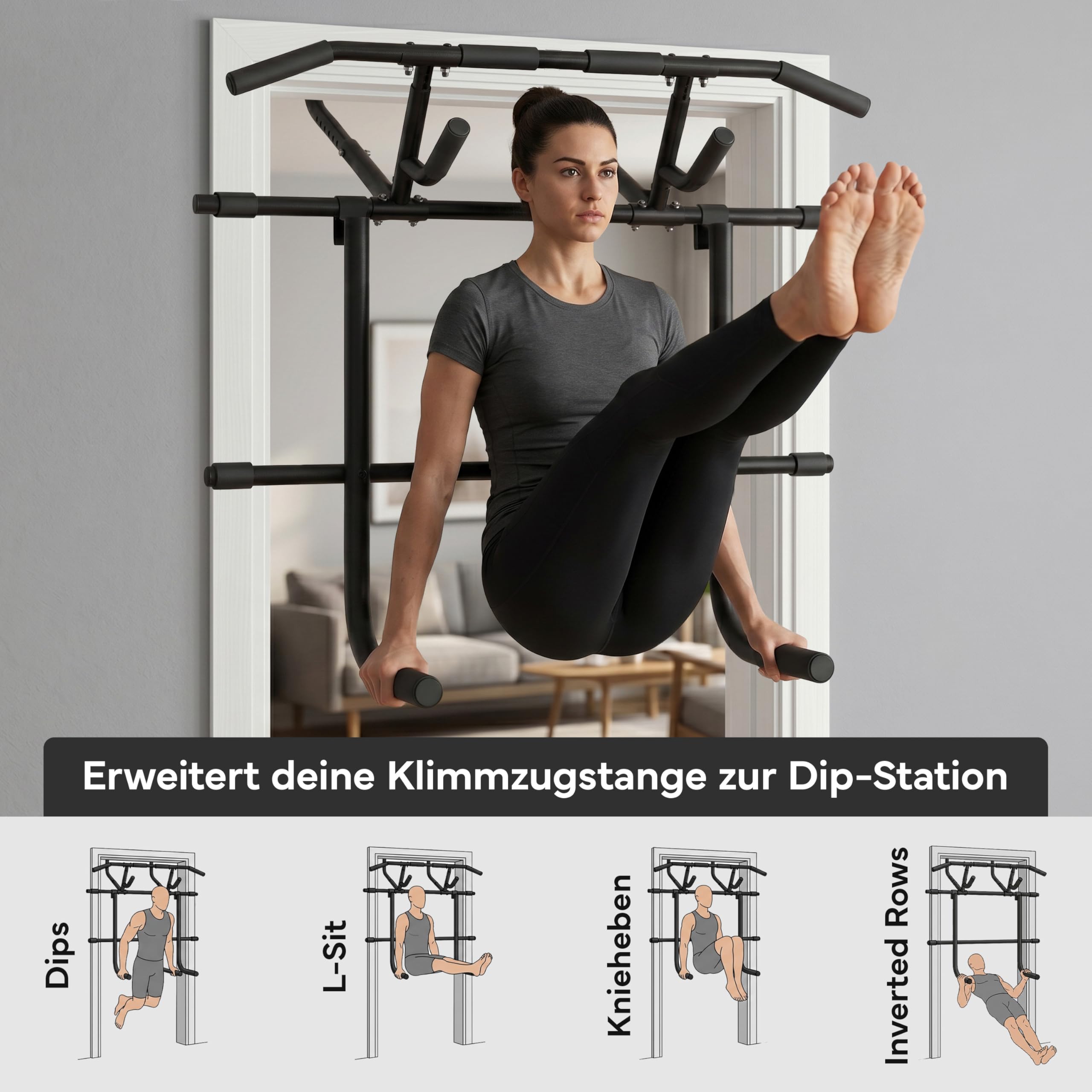 NEOLYMP Calisthenics Set – Komplettset mit Klimmzugstange Türrahmen, Turnringen, Liegestützgriffen, Dip Barren & Resistance Bands – Profi Calisthenics Equipment für Zuhause – Home Gym