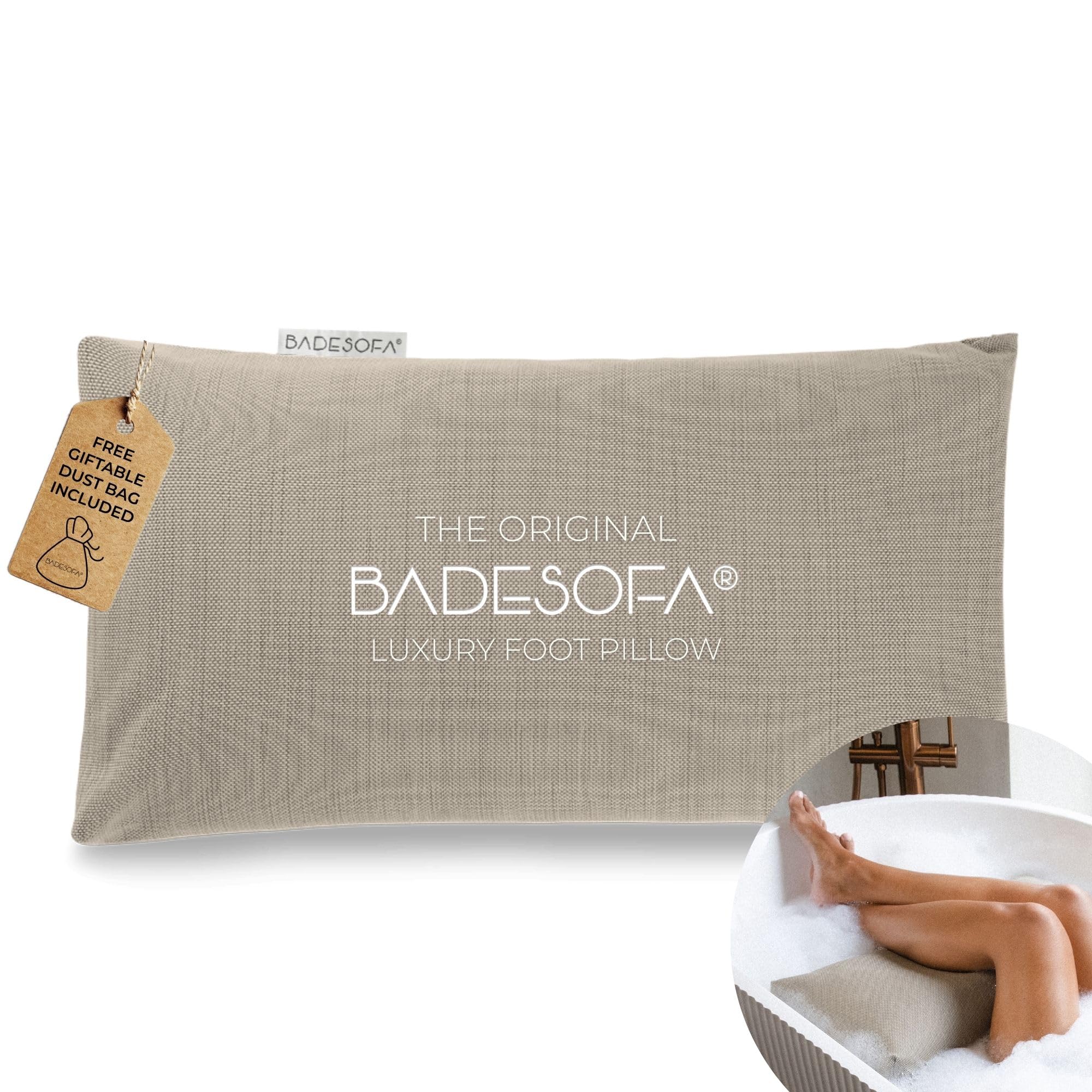 BADESOFA® Luxury Bathtub Pillow for Feet in Beige, Quick-Drying